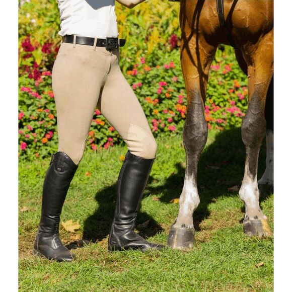Horze Equinavia Ella Breeches Riding Pants Tan Pull-On Knee Patch Comfortable Wa - Picture 1 of 10